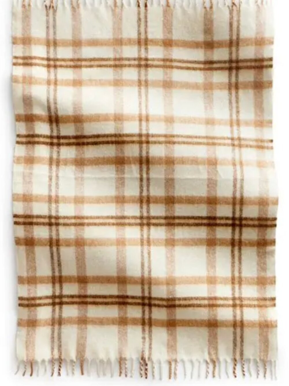 Vera Bradley Cottage Cream Woven Throw with Gold Plaid Accents